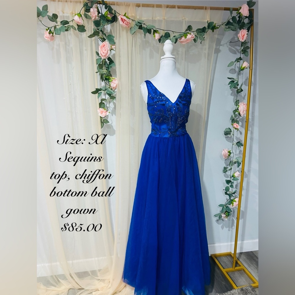 Stunning Royal Blue Sequin Chiffon Gown